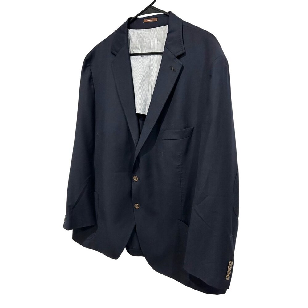 Peter Millar Mens Navy Wool Blazer Elbow Patches Button Closure Sz Large - Picture 3 of 9